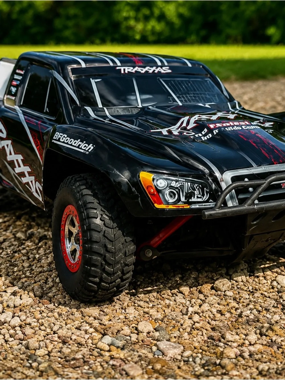 Traxxas Black RC Short Course Truck with Red Accents
